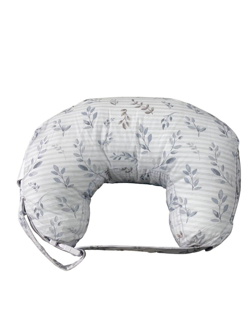 Boppy Best Latch Breastfeeding Pillow, Gray Pennydot Leaf Stripe