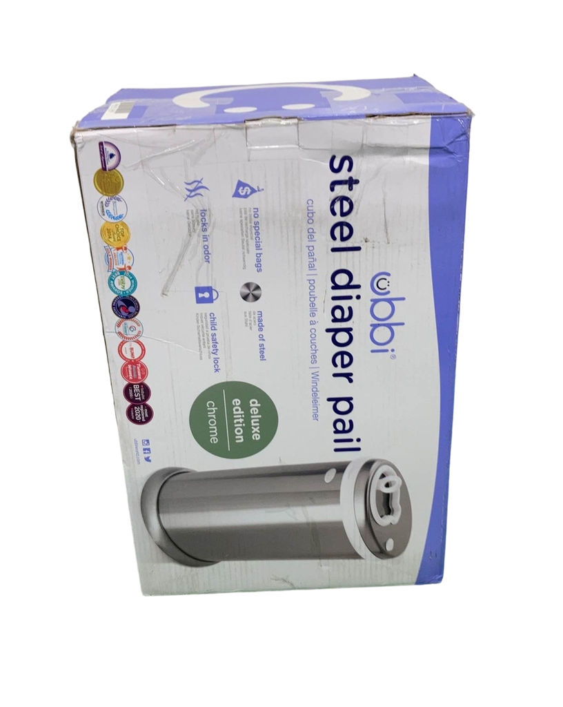 Ubbi Diaper Pail, Chrome Deluxe Edition