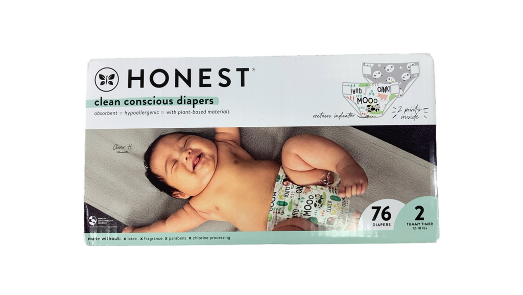 Honest Company Club Box Diapers, Size 2, 76 Count, Pandas + Barnyard B