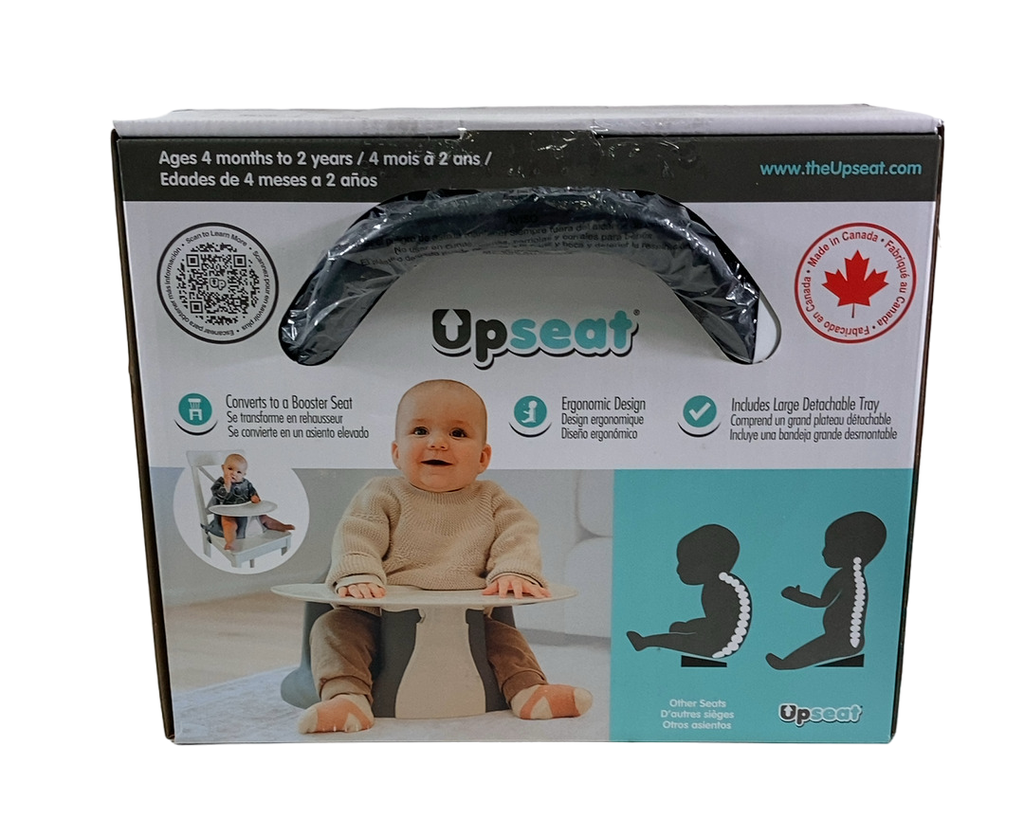 Upseat Baby Floor Chair and Booster Seat with Tray, Black