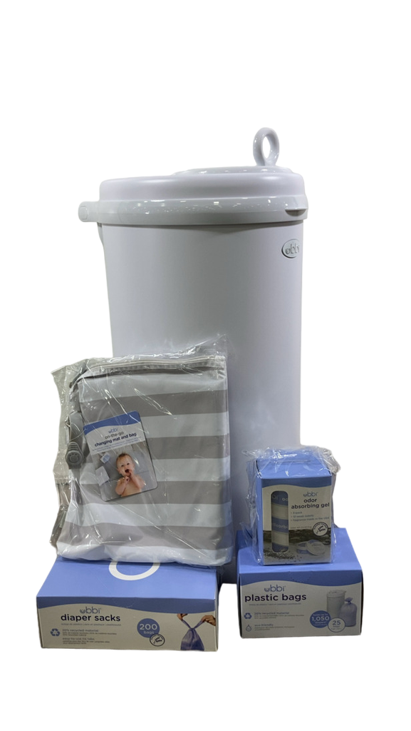 Ubbi Diaper Pail Value Gift Set, Matte White