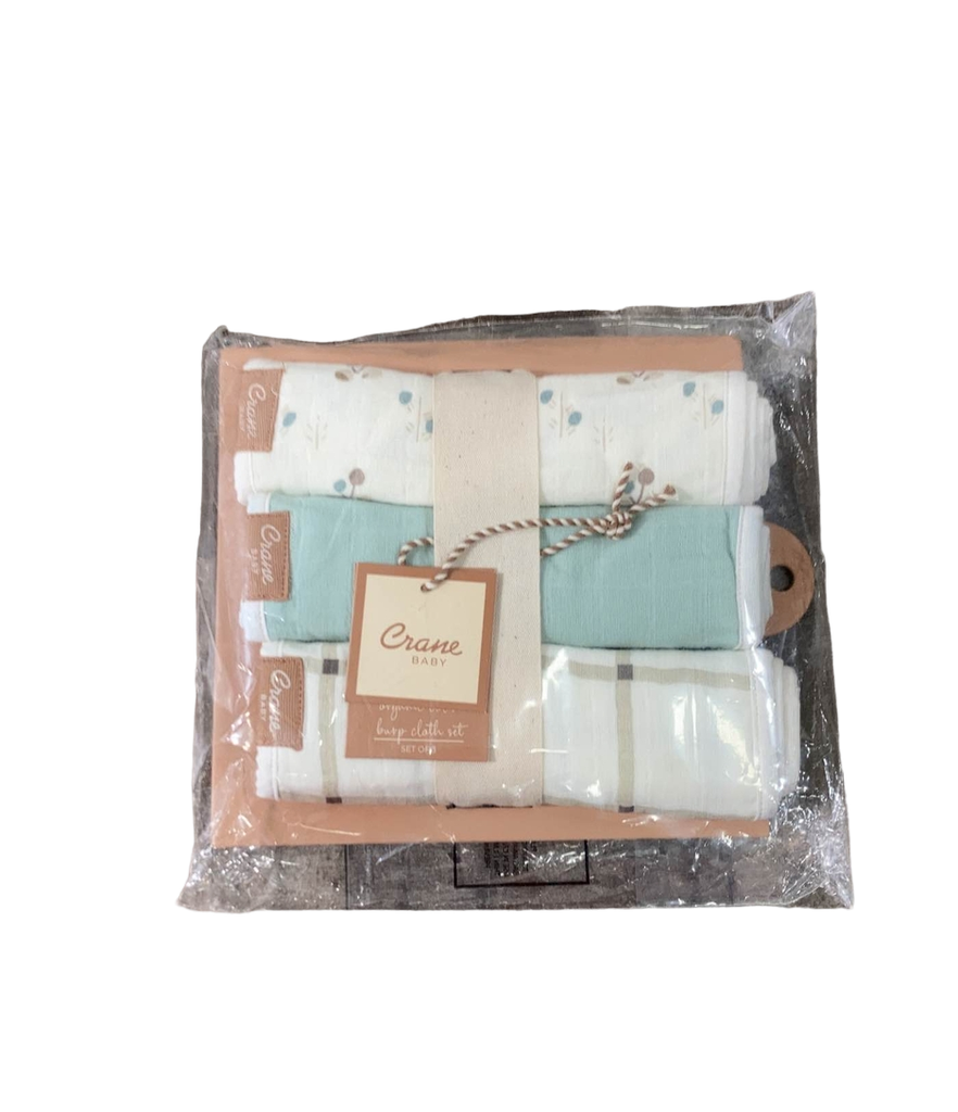 Crane Baby Cotton Muslin Burp Cloth Set, Poppy