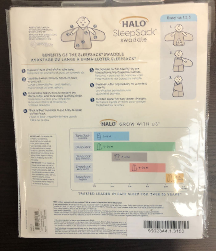 Halo Cotton Sleepsack, Newborn, Lamb Scribble White