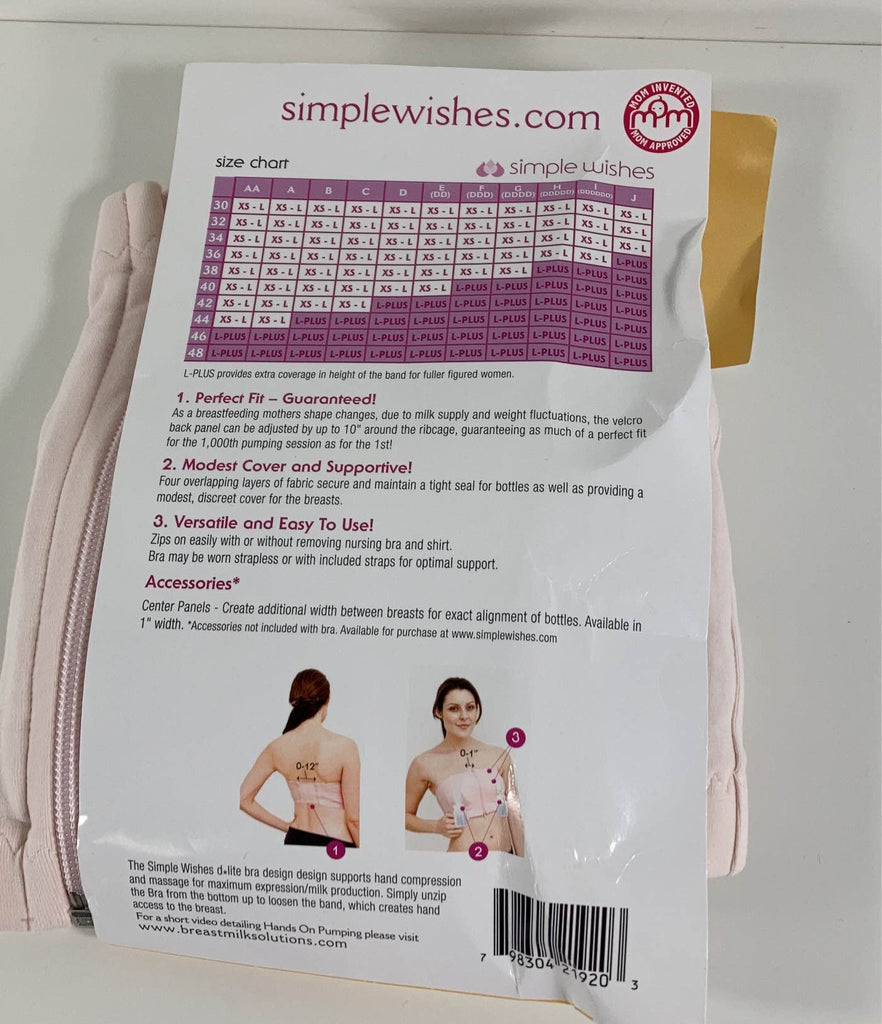 Simple Wishes Hands Free Pumping Bra, XS-L, Pink