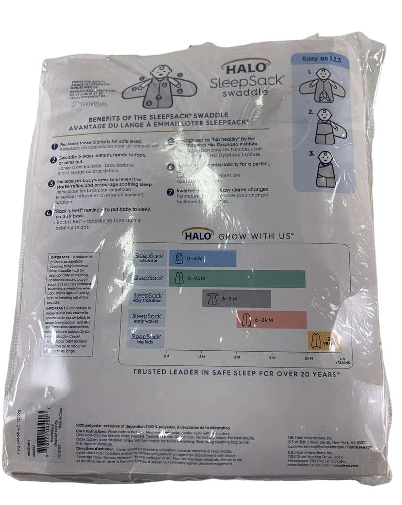 Halo SleepSack Swaddle, Newborn, Cream Fleece