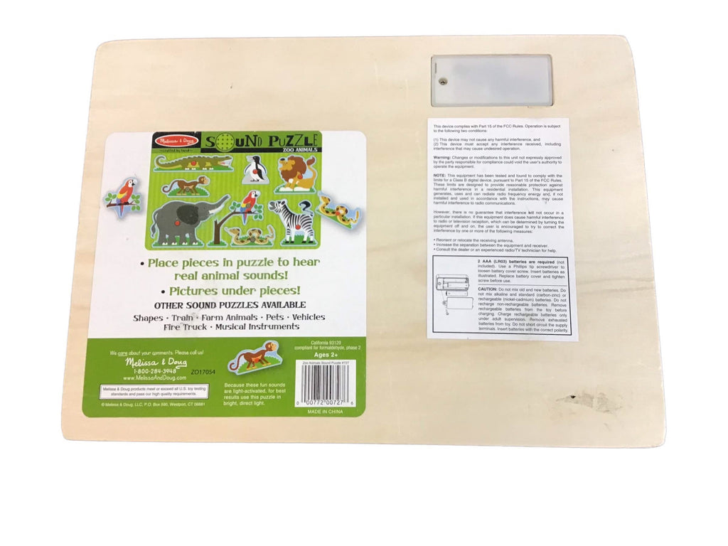 Melissa & Doug Puzzle De Sonidos De Animales Del Zoo – Rompecabezas De Madera De 8 Piezas Con Sensores De Luz, Para Niños De 2 A 4 Años