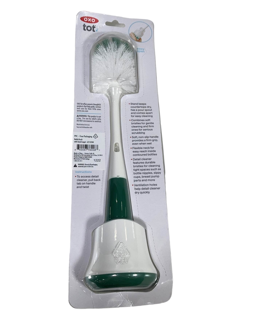 OXO Tot Bottle Brush with Nipple Cleaner and Stand - Gray Gray 1