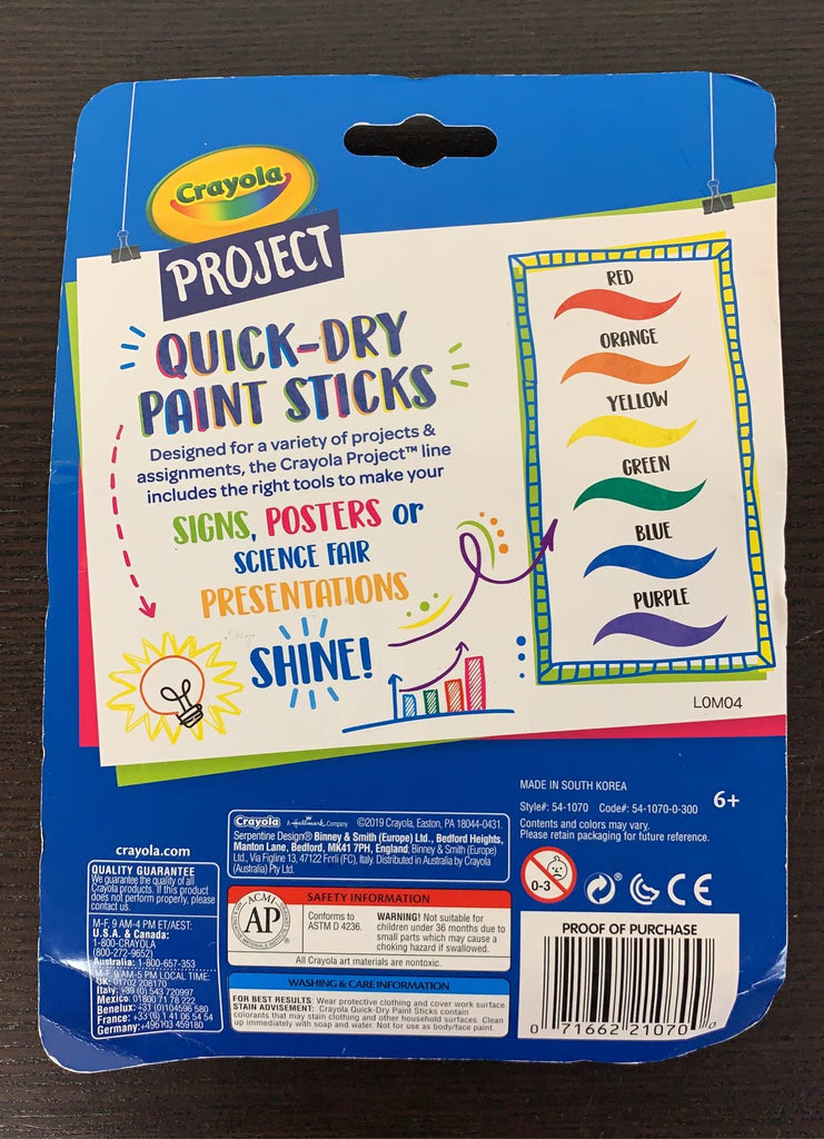 Crayola Quick Dry Paint Sticks