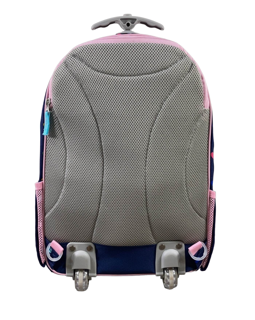 Pottery Barn Kids Rolling Backpack Mackenzie Navy Pink Multi Hearts