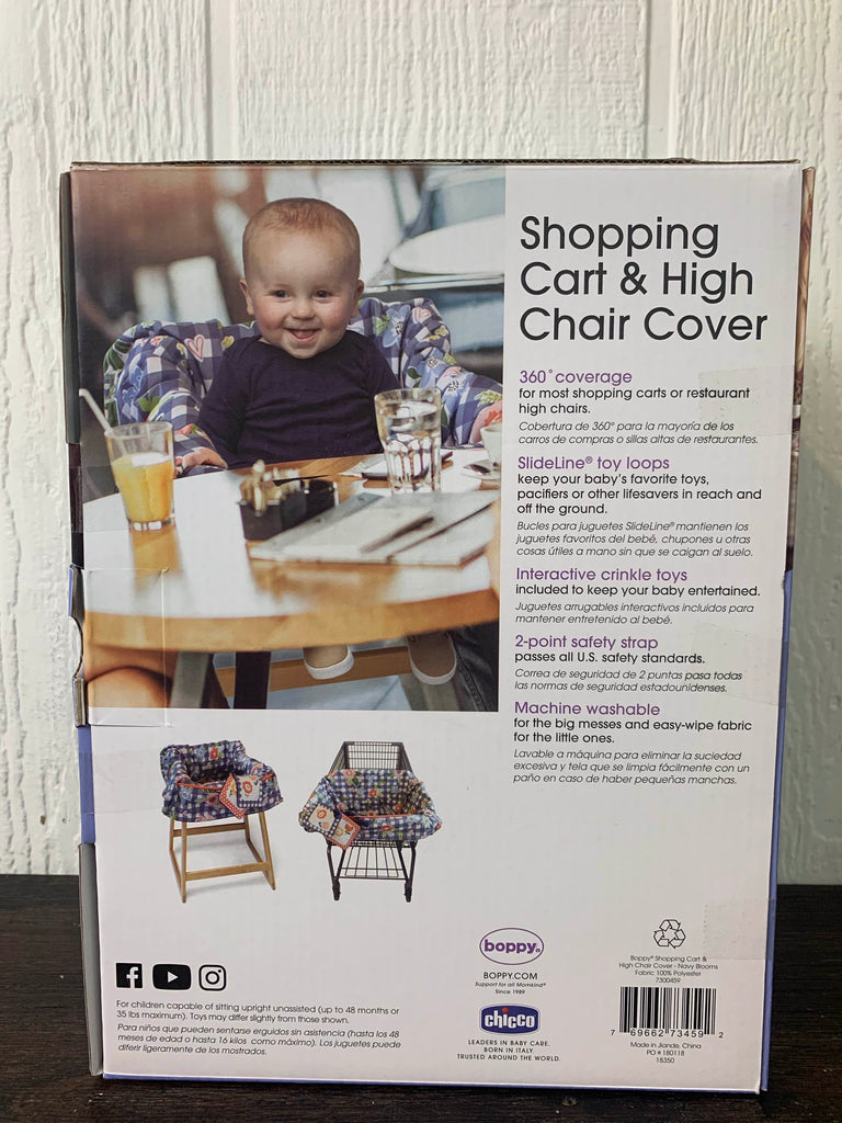 Boppy Luxe Shopping Cart And High Chair Cover, Navy Blooms