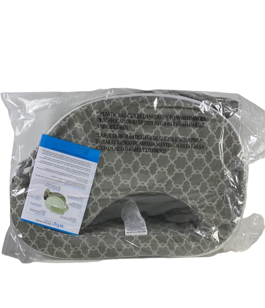 My Brest Friend Deluxe Nursing Pillow, Flower Key Grey