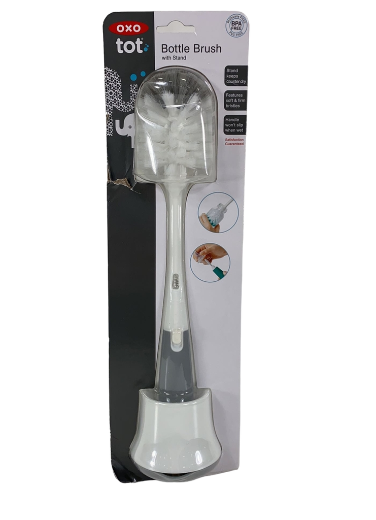 OXO Tot Bottle Brush with Nipple Cleaner and Stand - Gray Gray 1