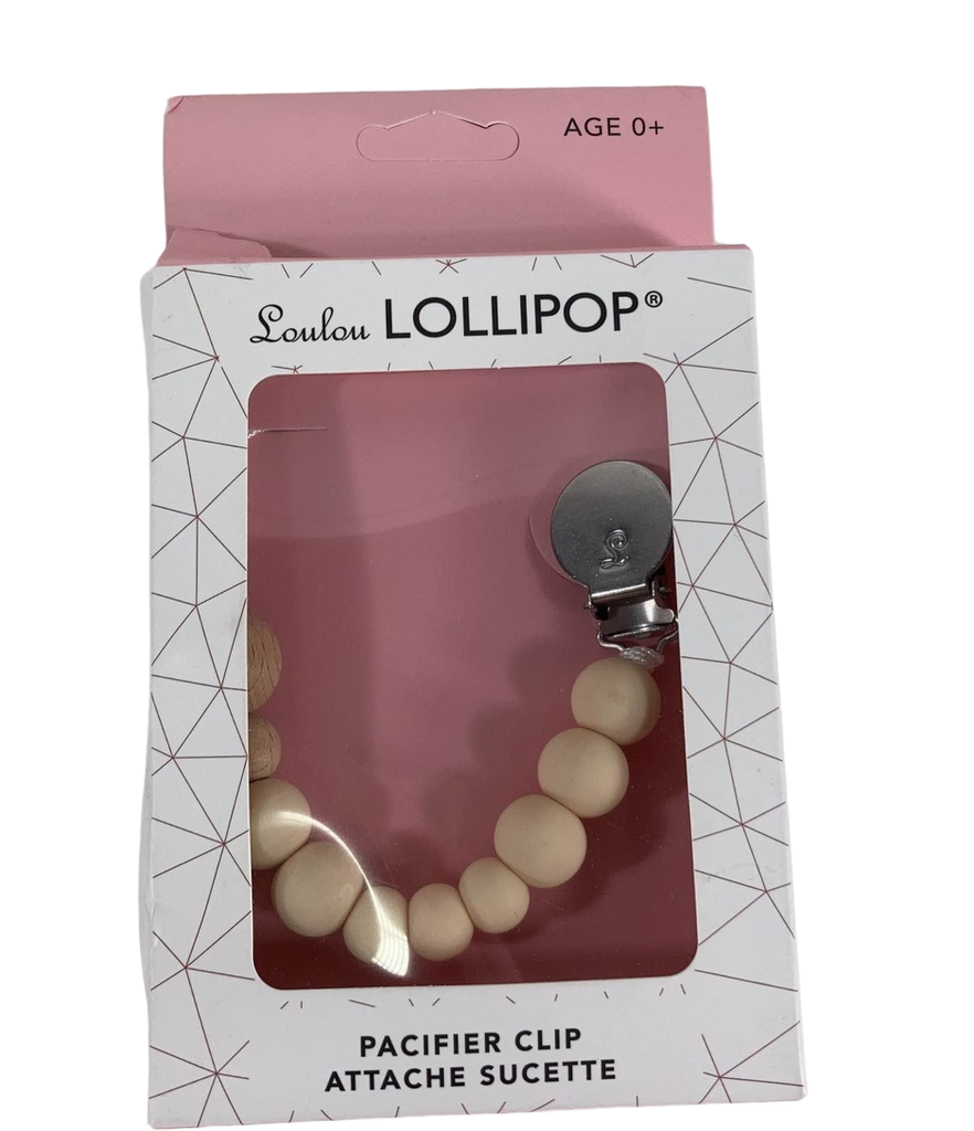 LouLou Lollipop Pacifier Clip, Colour Block, Beige