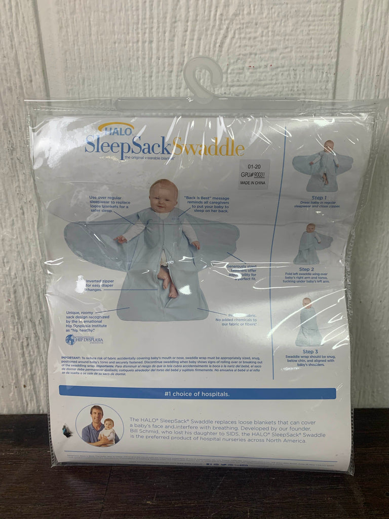 Halo SleepSack Swaddle, NB, White Lamb Scribble