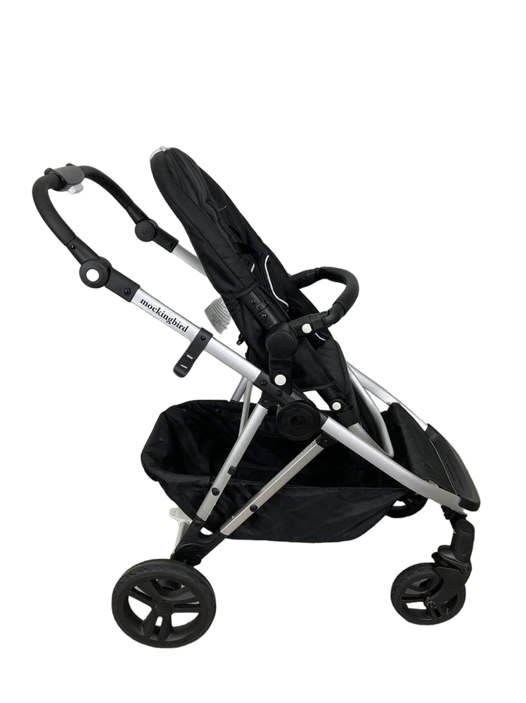 Mockingbird Single to Double Stroller, Silver with Black Leather, 2022
