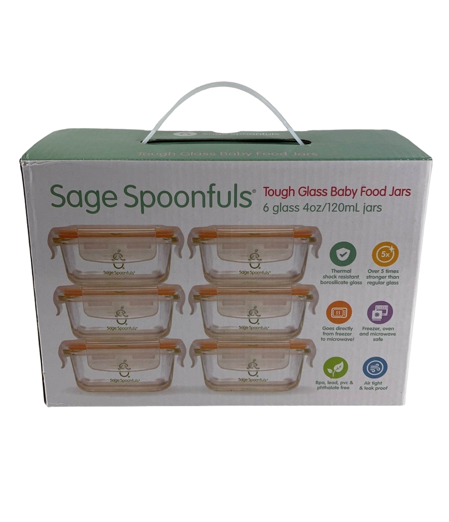 Sage Spoonfuls Baby Food Storage, Glass 4 oz (Pack of 6)