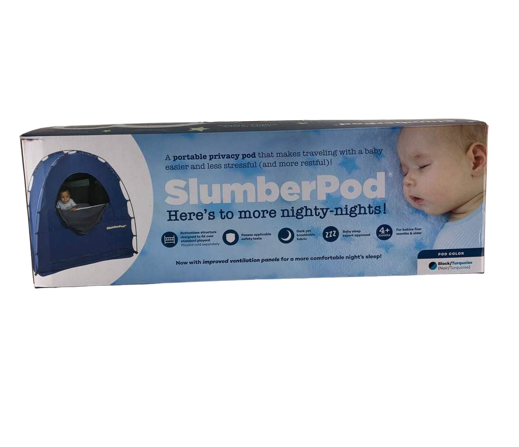 SlumberPod 2.0 Sleep Canopy, Black with Turquoise Accents