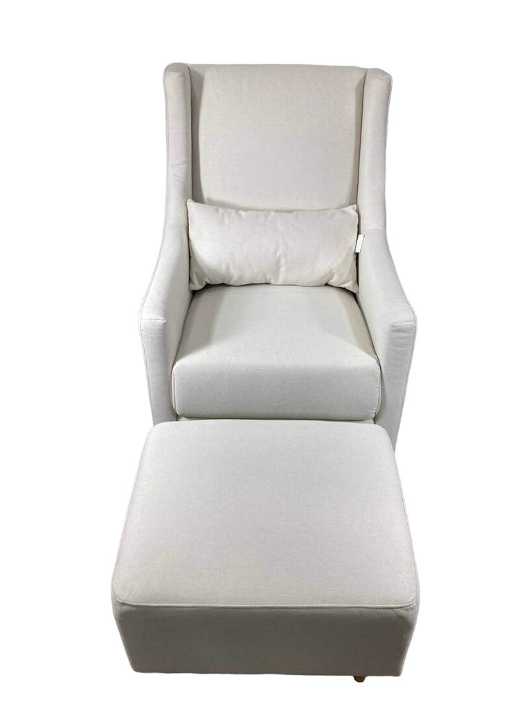 Babyletto Toco Swivel Glider And Stationary Ottoman, Cream EcoWeave