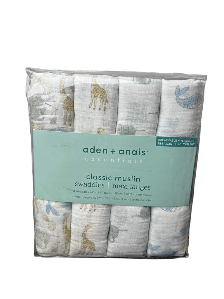 Aden + Anais Essentials Cotton Muslin Swaddle, 4pk, Natural History