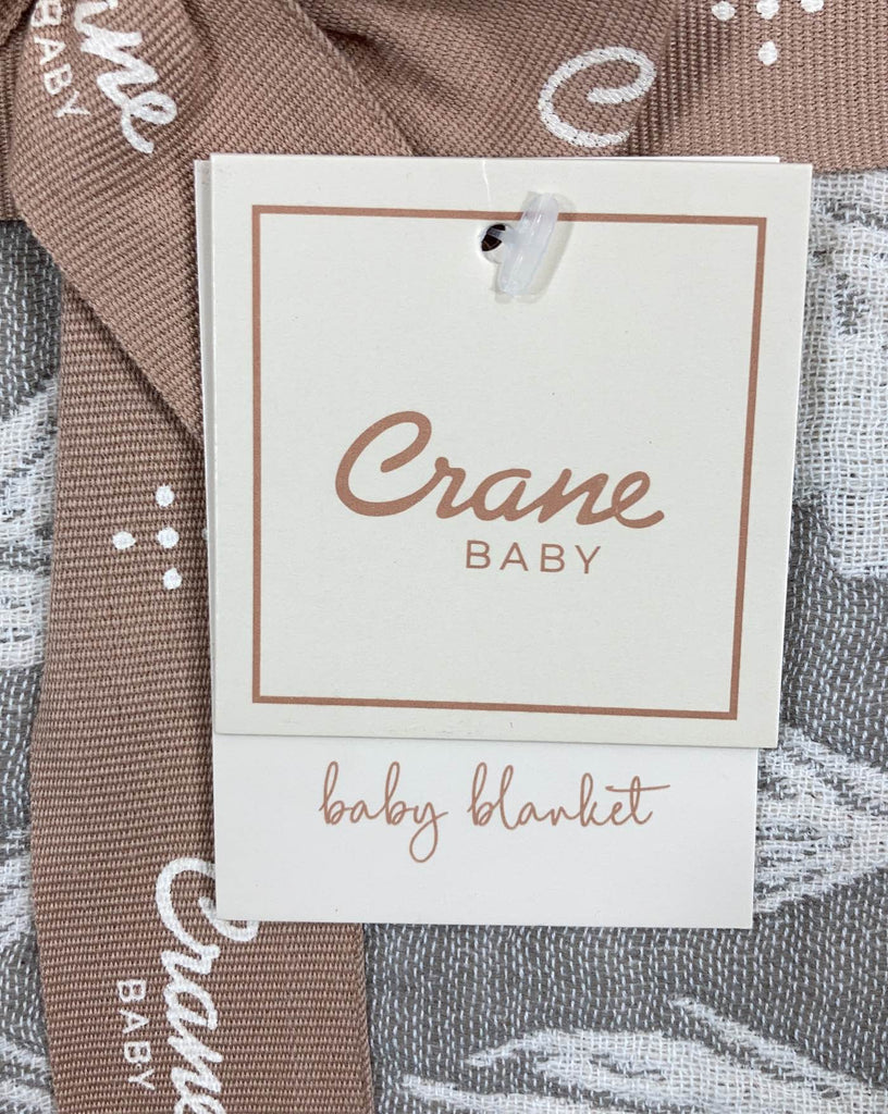 Crane Baby Cotton Muslin Jacquard Blanket, Grey Feather