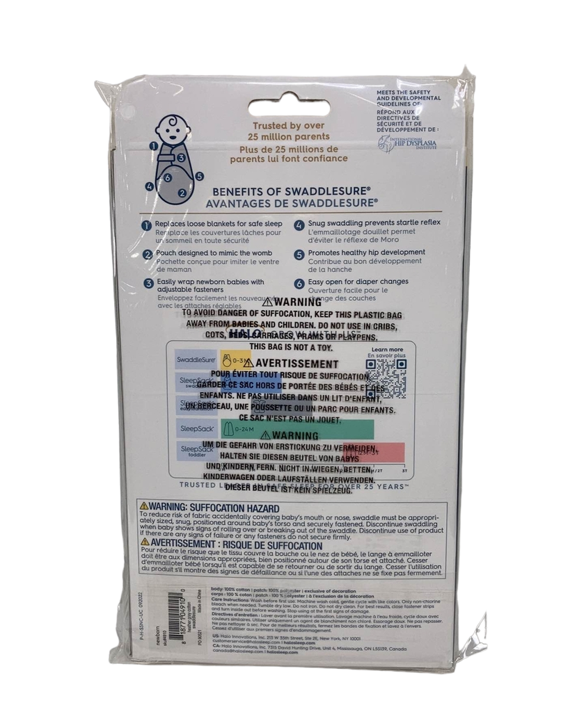 Halo SwaddleSure Sleep Sack, Newborn, Heather Grey