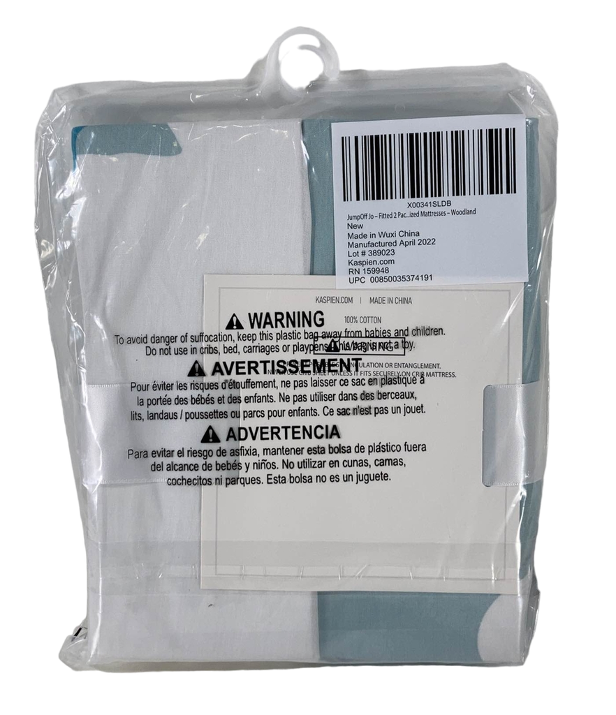 JumpOff Jo 2 Pack Fitted Sheets, Woodland Rainbow