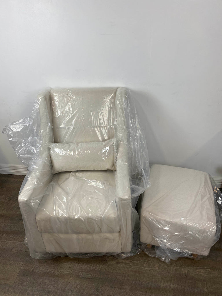 Babyletto Toco Swivel Glider And Ottoman, Cream
