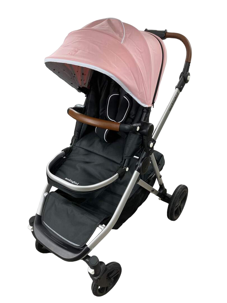 Mockingbird Single to Double Stroller, 2022, Silver with Penny Leather