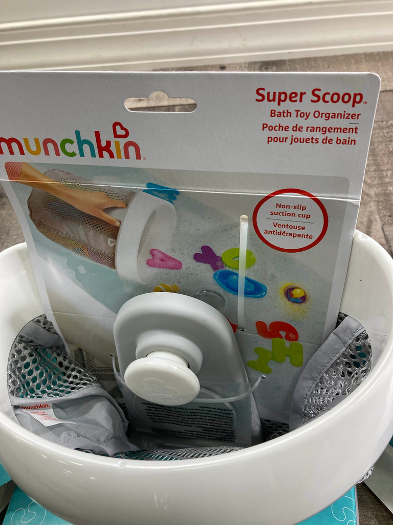 Munchkin Super Scoop Hanging Bath Toy Storage with Quick Drying Mesh, Grey