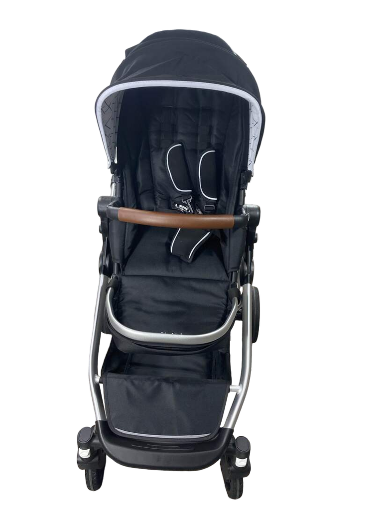 Mockingbird Double Stroller, 2022, Black, Windowpane Frame, Silver wit