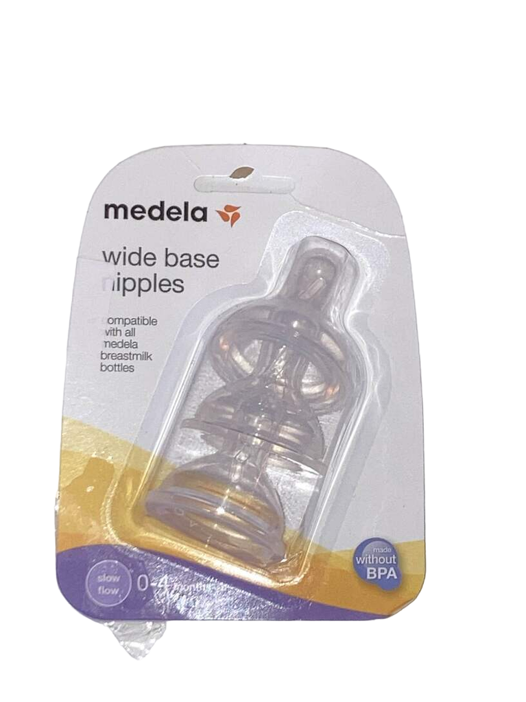 Medela Slow-Flow Wide Base Nipples for 0-4 Months (2 Packs of 3)