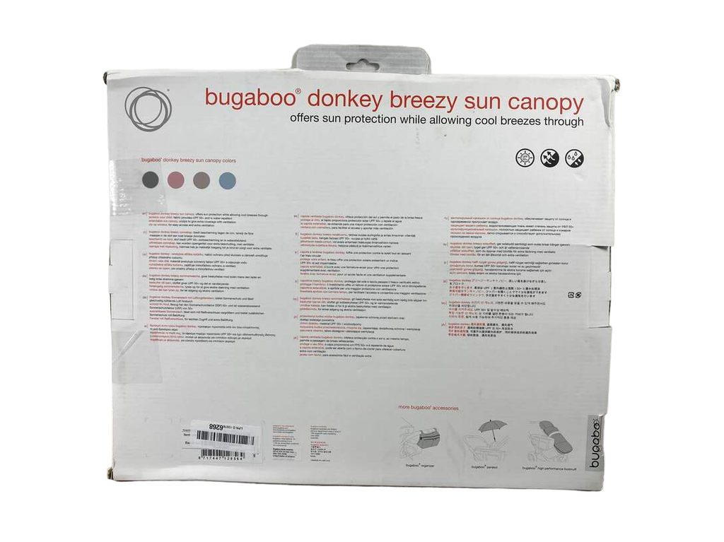 Bugaboo Donkey Breezy Sun Canopy, Arctic Grey