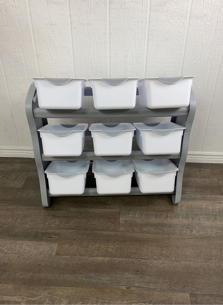 Humble Crew Kids Toy Organizer with 16 Storage Bins Grey/White