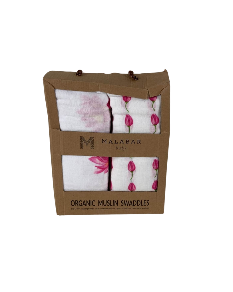 Malabar Baby Organic Cotton Swaddle Blanket 2Pack, Enchanted Garden