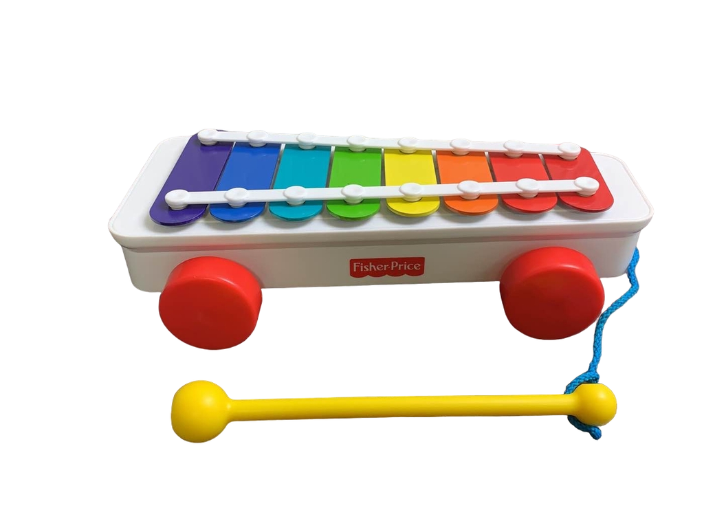  Fisher-Price Toddler Pull Toy, Classic Xylophone Pretend  Musical Instrument with Mallet and Rolling Wheels for Ages 18+ Months :  Toys & Games