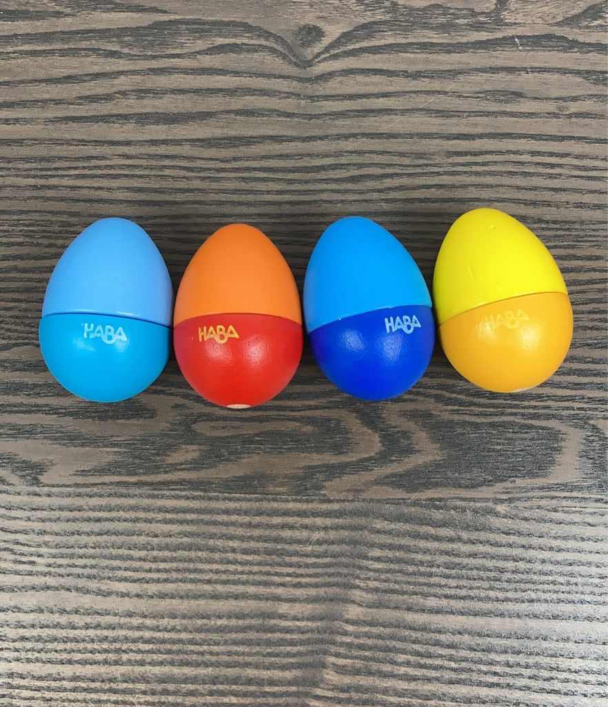 HABA Musical Eggs - 5 Wooden Eggs with Acoustic Sounds (Made in Germany)