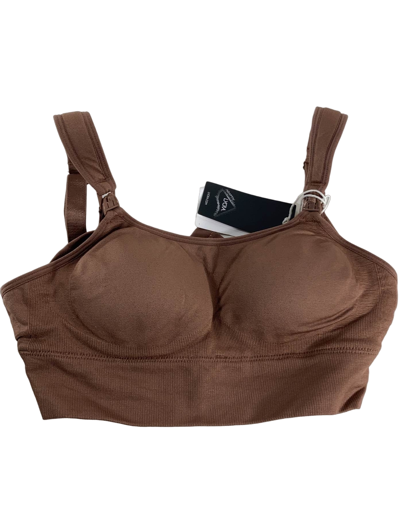 Momcozy All-in-one Super Flexible Pumping Bra, Small, Chocolate