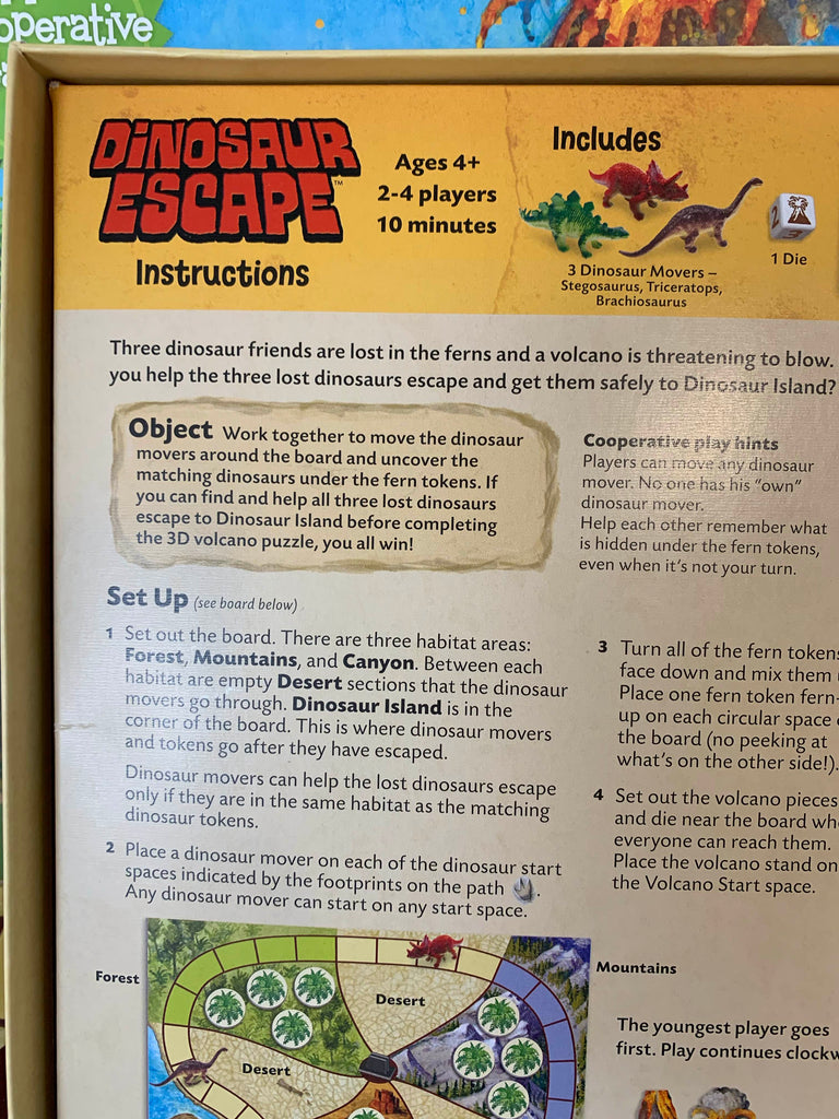 Peaceable Kingdom Dinosaur Escape Cooperative Memory Game of Logic and Luck  for 2 - 4 Kids Ages 4 +