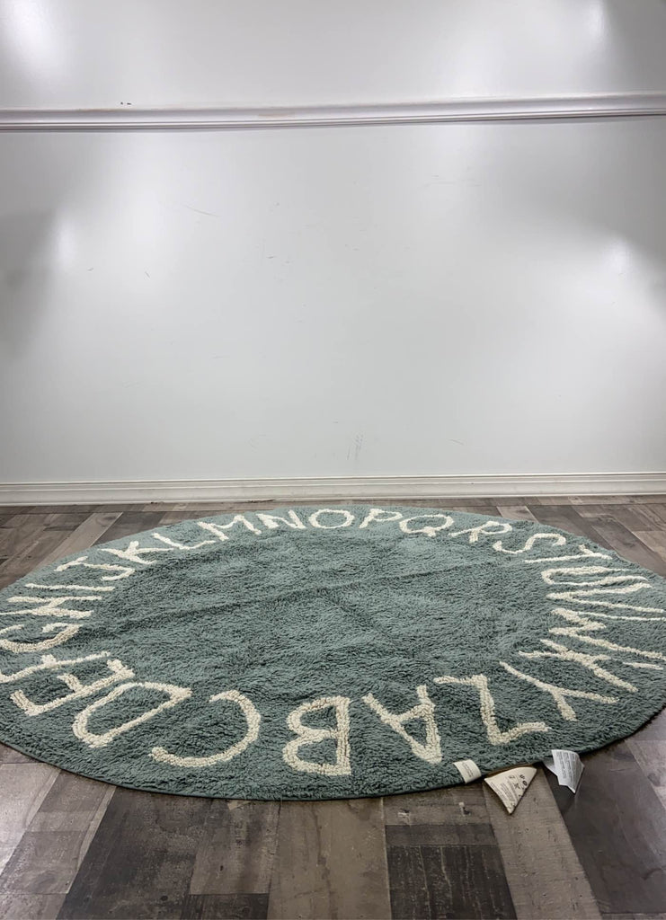 Lorena Canals Round ABC Washable Rug, Vintage Blue Natural