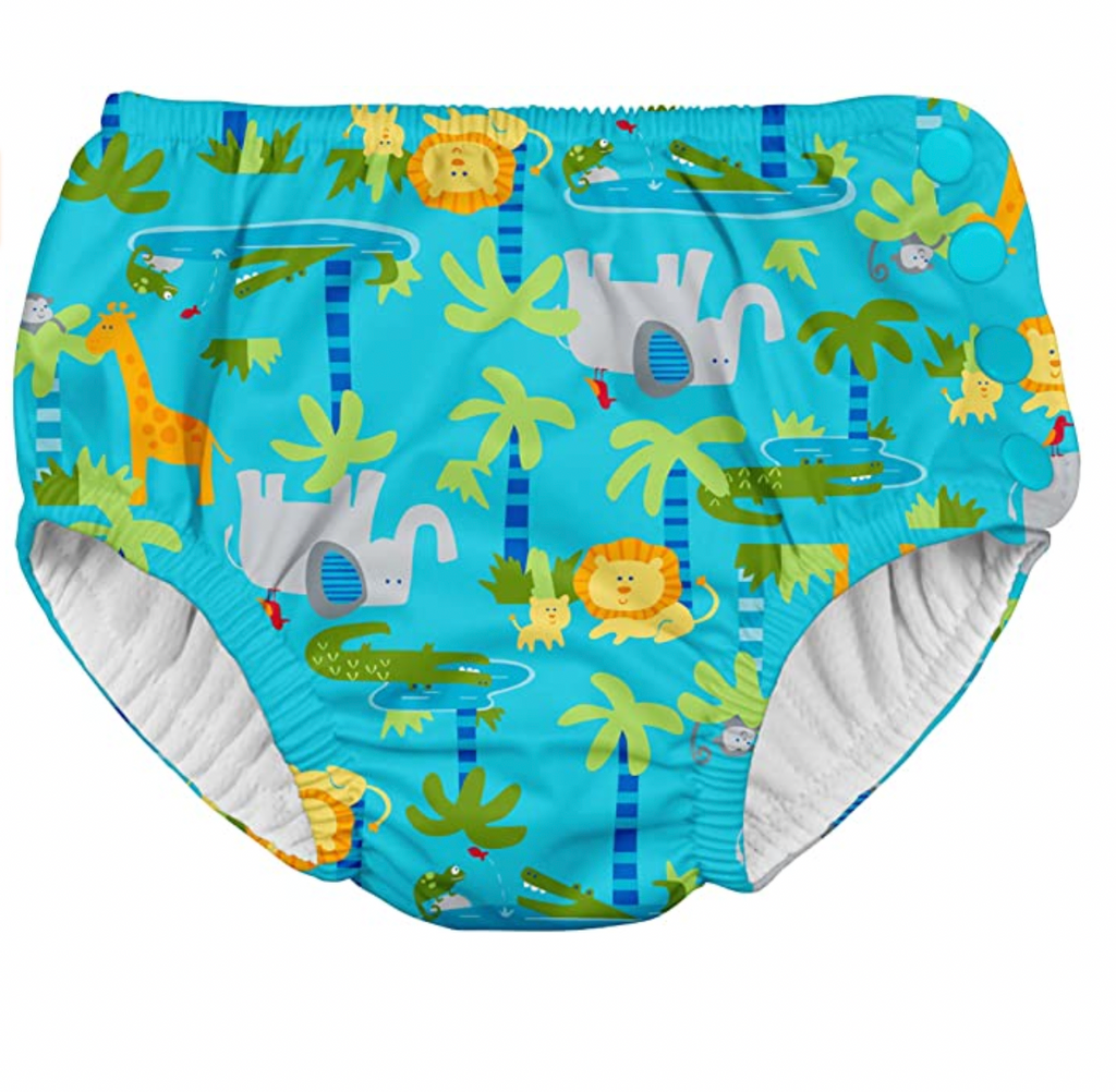 Iplay Reusable Swim Diaper, Aqua Jungle, 6 Months