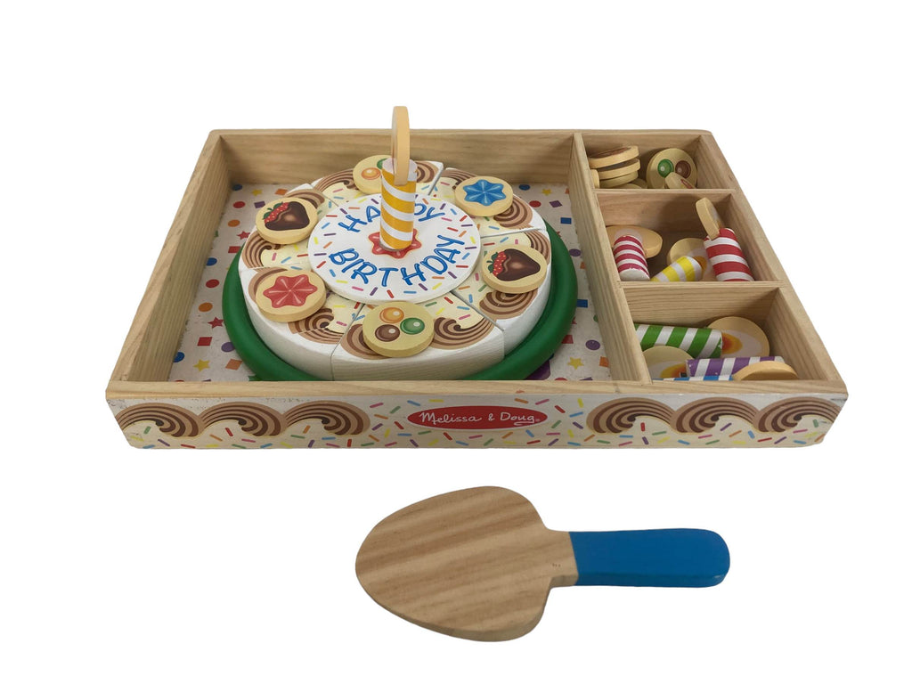 Melissa & Doug Birthday Party Cake - Wooden Play Food With Mix-n-Match  Toppings and 7 Candles