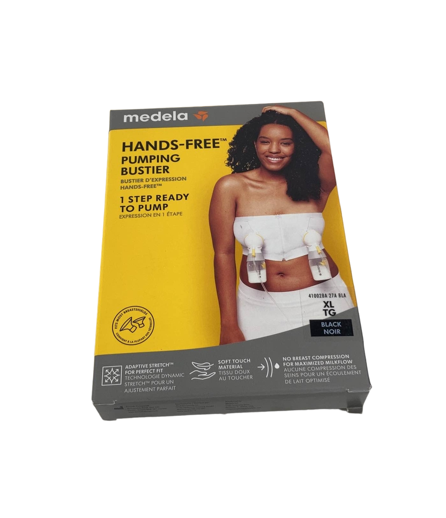 Medela Hands Free Pumping Bustier | Easy Expressing Pumping Bra with  Adaptive Stretch for Perfect Fit | Black Small