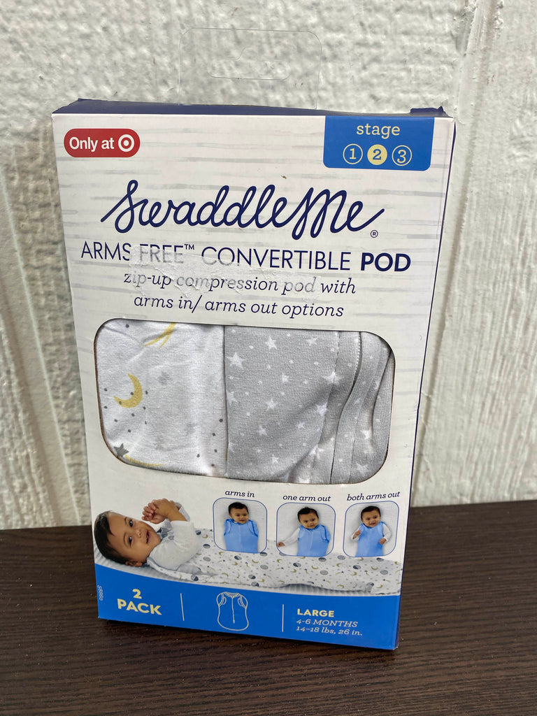 SwaddleMe Arms Free Convertible Pod 2pk, Lucky Star, Large