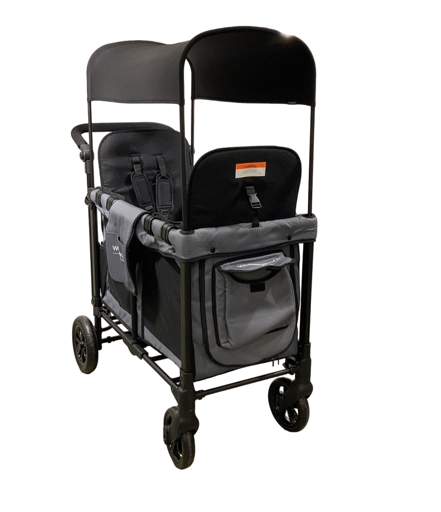 Rent Baby Gear INCLUDING WONDERFOLD W2 Original Double Stroller Wagon Featuring 2 High Face-to-Face Seats With 5-Point Harnesses, Easy-Access Front Zipper Door, And Removable UV-Protection Canopy, Charcoal Gray