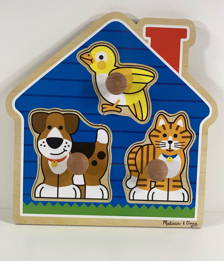 Melissa & Doug Jumbo Knob Puzzle Set, Fish and Pets