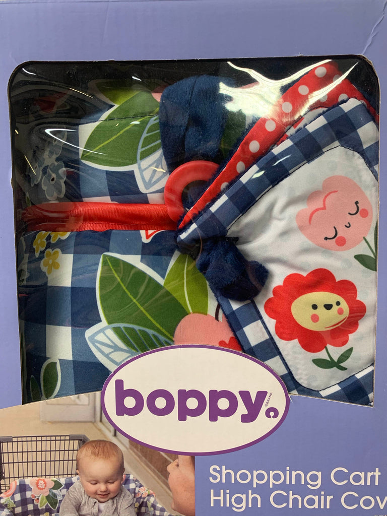 Boppy Luxe Shopping Cart And High Chair Cover, Navy Blooms
