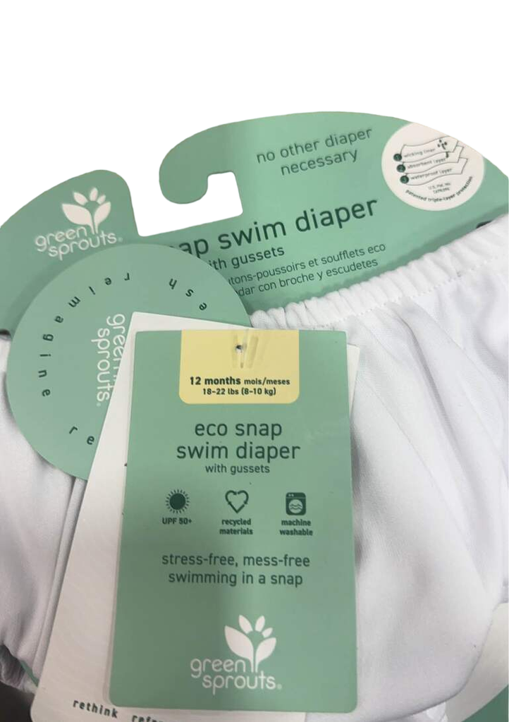 Green Sprouts Swim Diapers, White, 12 Months
