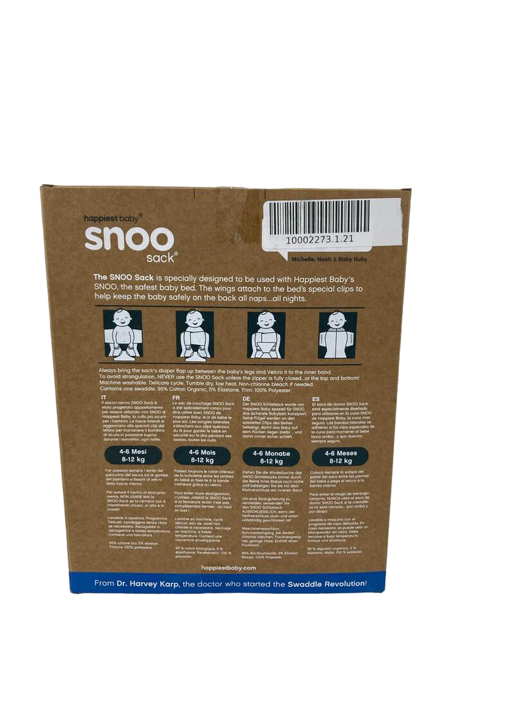Happiest Baby SNOO Sack, Large (1825 lbs), Ivory with Black W