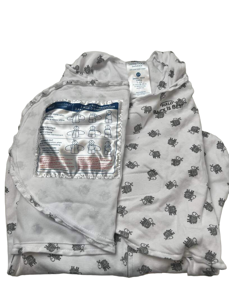 Halo Organic Cotton SleepSack Swaddle (TOG 1.5), Small, Lamb Scribble