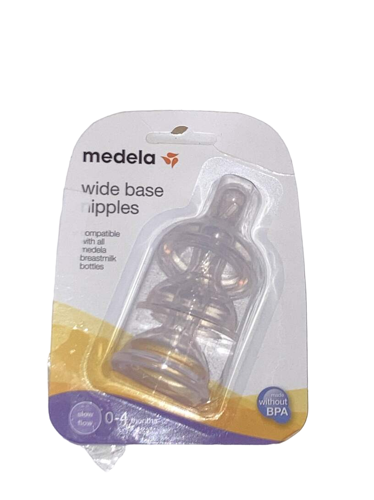 Medela Slow Flow Bottle Nipples with Wide Base, Baby Newborns Age 0-4  Months, Compatible with All Medela Breast Milk Bottles, Made Without BPA, 3